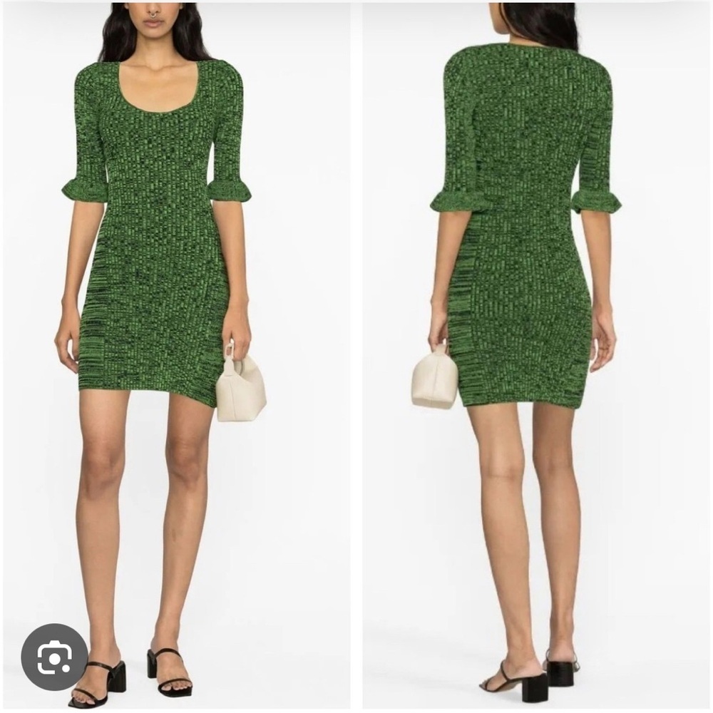 GANNI Kelly Green Melange Mini
Dress